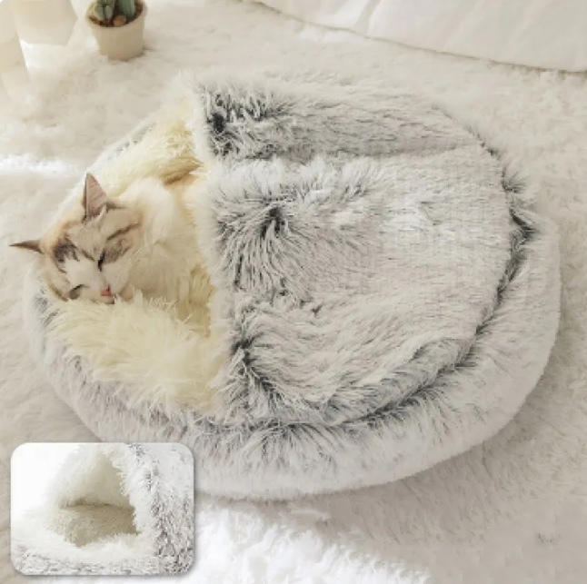 Cama para Mascotas en Forma de Concha de Peluche