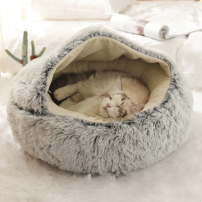 Cama para Mascotas en Forma de Concha de Peluche